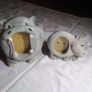 Set of two hippo pictures frames